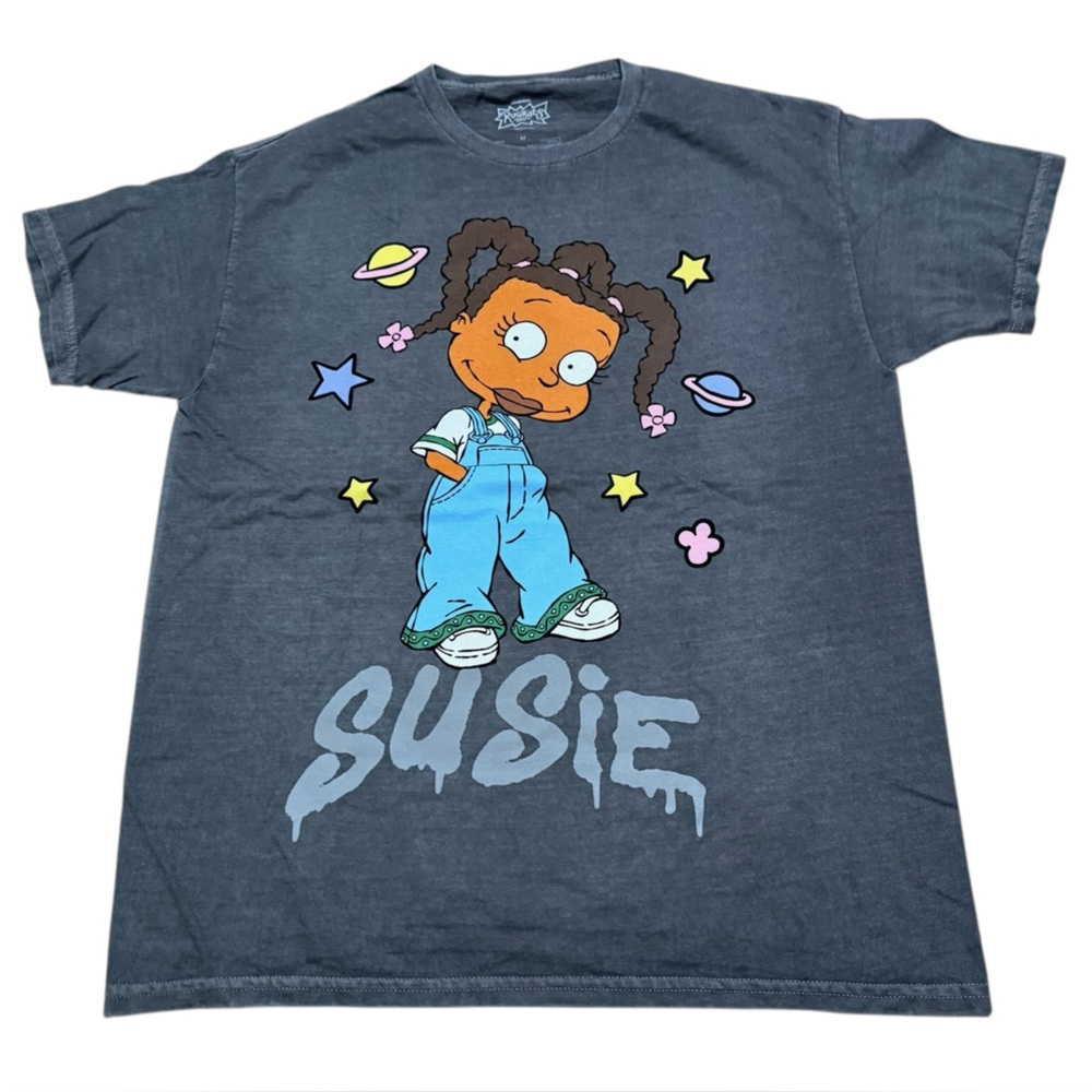 Nickelodeon Rugrats Susie women’s graphic black charcoal Washed Tee shirt medium